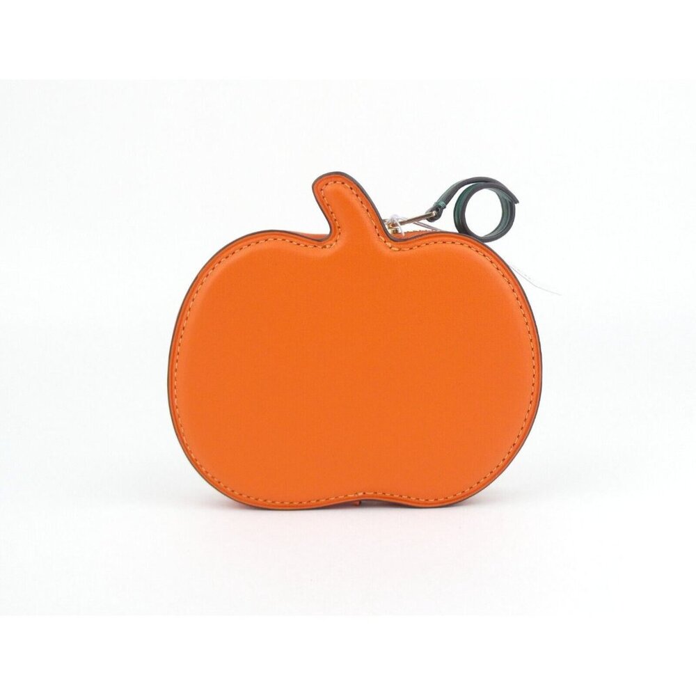 Coach Orange Pumpkin Leather Zip Coin‎ Case NWT CN002